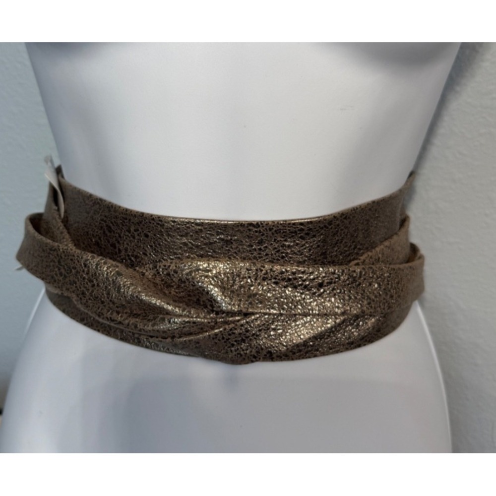 RARE "KOAS PEWTER" Ada Wide Metallic Leather Wrap Belt NEW OLD STOCK